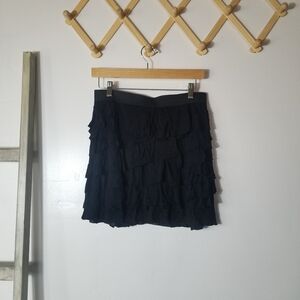 LC LAUREN CONRAD WOMEN'S BLACK RUFFLED TIERED SKIRT SIZE MEDIUM